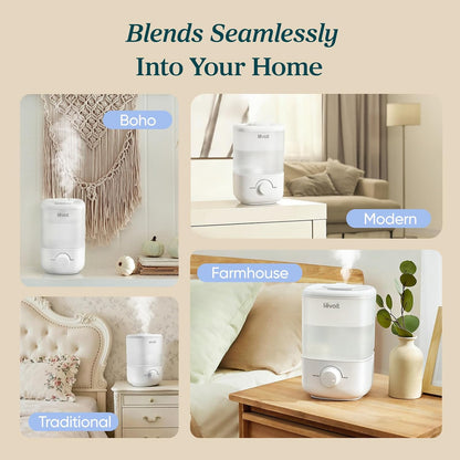 Levoit Top Fill Humidifiers for Bedroom, 2.5L Tank for Large Room, 28dB Easy to Fill & Clean, Quiet Cool Mist Air Humidifier for Home Baby Nursery & Plants, Auto Shut-off for Safety, 25H Lasting