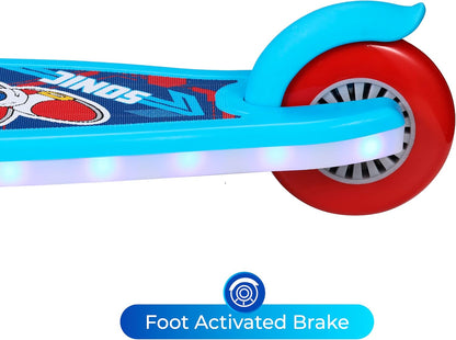 Voyager 3-Wheel Kick Scooter for Kids, Self-Balancing Scooter with Light-Up LED Wheels & Deck, Lean-to-Steer Design, Non-Slip Deck, Rear Brake, 75-LB Capacity