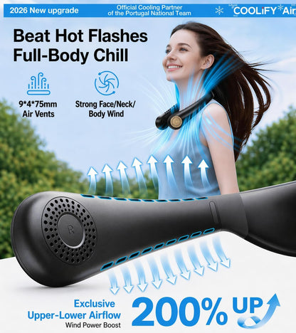TORRAS COOLiFY Air 2026 Upgraded Neck Fan Air Conditioner, Dual-Airflow Pro Cooling, Ultra Light Portable Fan Rechargeable, Personal Cooling Fan Travel Essentials, Gift for Dad Husband Father, Black