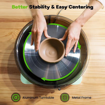Alldeer 11 inch Pottery Wheel for Adults, Professional Pottery Kit 350W Electric Clay Wheel with Detachable Basin, 300RPM Foot Pedal Control, 19PCS Pottey Tools, for Beginners Starters