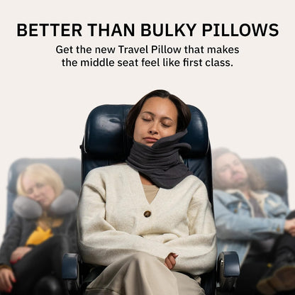 Trtl Pillow - Scientifically Proven Neck Support Travel Pillow for Airplanes - Lightweight and Machine Washable - Ergonomic Design for Traveling on Cars and Trains - Black