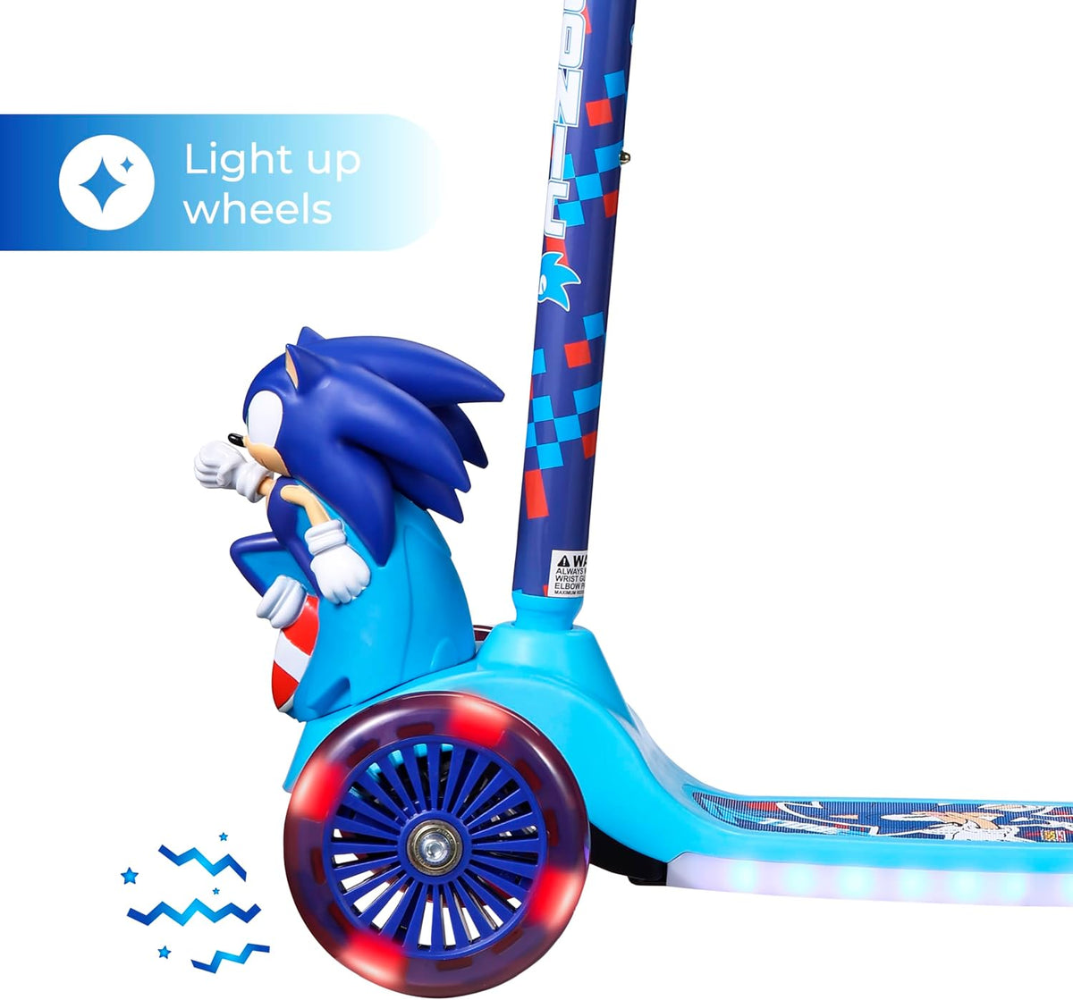 Voyager 3-Wheel Kick Scooter for Kids, Self-Balancing Scooter with Light-Up LED Wheels & Deck, Lean-to-Steer Design, Non-Slip Deck, Rear Brake, 75-LB Capacity
