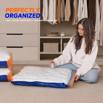 Vacbird Vacuum Storage Bags with Rechargeable Cordless Pump,15 Pack 3 Sizes Compression Packing Seal Bags, Space Saver for Clothes and Clothing Comforters, Blankets, Bedding and Closet Space Saving