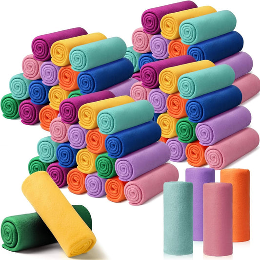 Kinlop 40 Packs Fleece Blanket Bulk 60 x 50 Inch Soft Lightweight Fleece Cozy Blanket Warm Throw Plush Pet Throw for Bed Couch Sofa Home Office Wedding Gifts Travel Camping(Stylish Color,80 Packs)