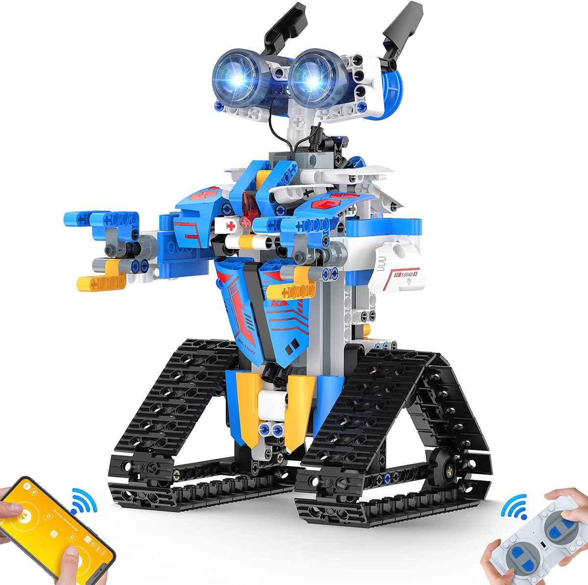 Henoda 15049 Programmable Robot Building Kit, 468+ Pieces, APP & Remote Control STEM Robot Toy, Bluetooth, Mecanum Wheels, Coding & Robotics Kit for Kids Ages 8+, Blue
