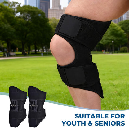 HyperionFlo Essentials 2-Pack Spring Knee Support Brace, Adjustable Patella Support with Dynamic Spring Assistance, Black