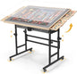 BuilderButler Puzzle Table for 2000 Pieces, 40.16" x 28.5" Adjustable Height & 45° Tilting Jigsaw Board with Wheels, 4 Wooden & 2 Fabric Drawers, Protective Cover