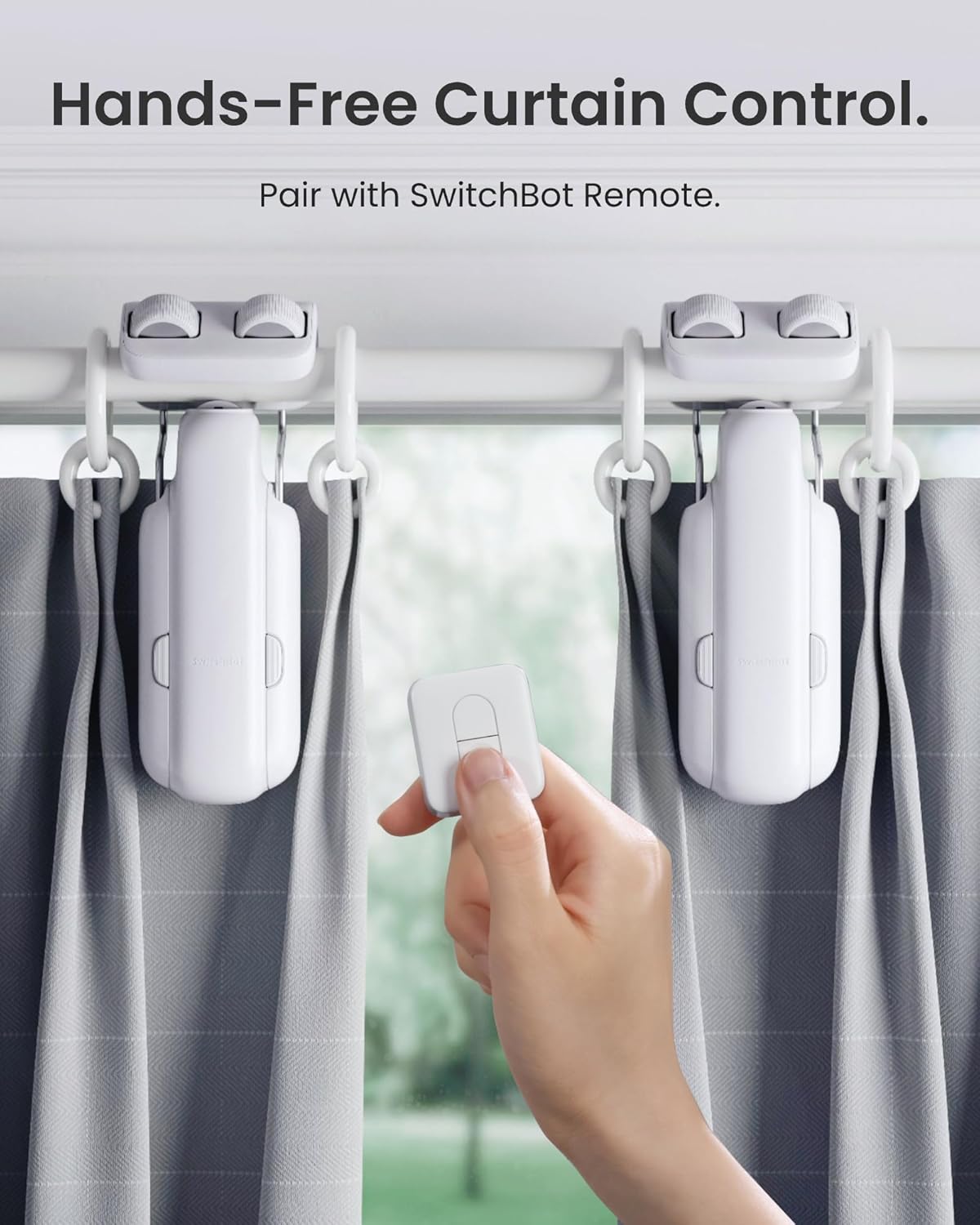 SwitchBot Smart Automatic Curtain Opener 2 Pack with Hub Mini - WiFi Remote Control with App/Timer, Performance Upgrade, Compatible with Alexa, Google Home, HomeKit