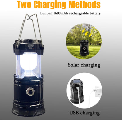 XTAUTO Collapsible Solar/USB Rechargeable LED Camping Lantern, 4-Pack