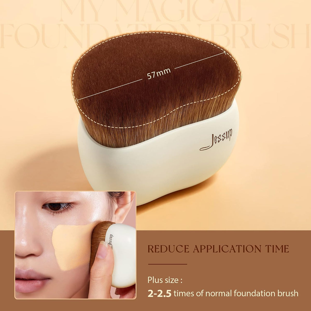 Jessup 14Pcs Premium Synthetic Makeup Brush Set T329 with Foundation Brush Flat Top for Face Blush Liquid Powder Foundation SF002