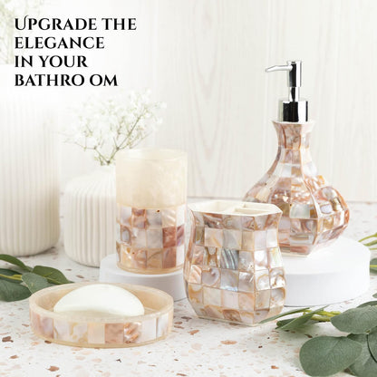 Milano Mother of Pearl 4 Piece Resin Bathroom Accessories Set