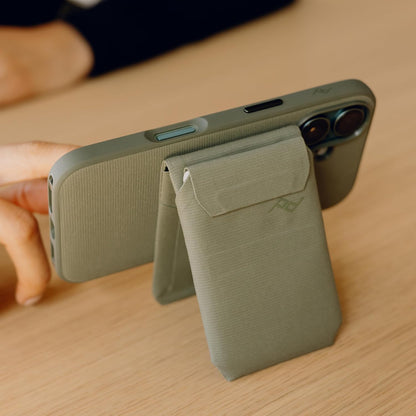 Peak Design Mobile Stand Wallet, Sage, Slim Profile, On-Demand Stand, Weatherproof Nylon Fabric, Connects to Mobile Cases, MagSafe Compatible, for iPhone, Samsung and Google Phones