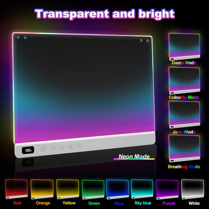 Cosmody Rechargeable LED Drawing Board for Kids Ages 3+, 16-Inch Light Up Neon Drawing Pad with 8 RGB Colors & 6 Modes, Tracing Book, Markers & Stand, White