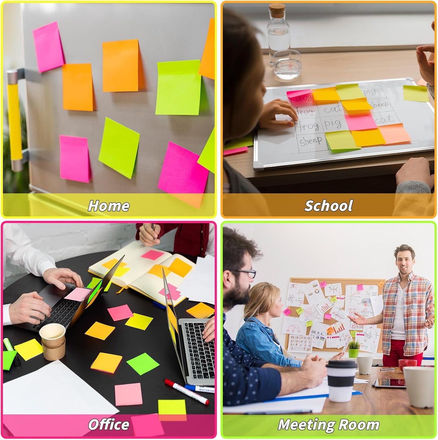 Oleitodh 35-Pack Sticky Notes, 3 x 3 Inch Colorful Memo Pads, 5 Bright Colors Self-Stick Notes for Office, School, Study, Planning and Reminders