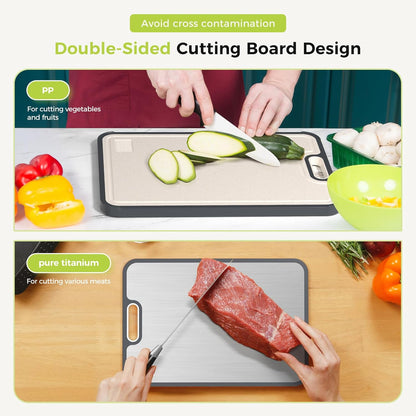 Titanium Cutting Board for Kitchen, Pure Titanium/PP, Size 16”×11”