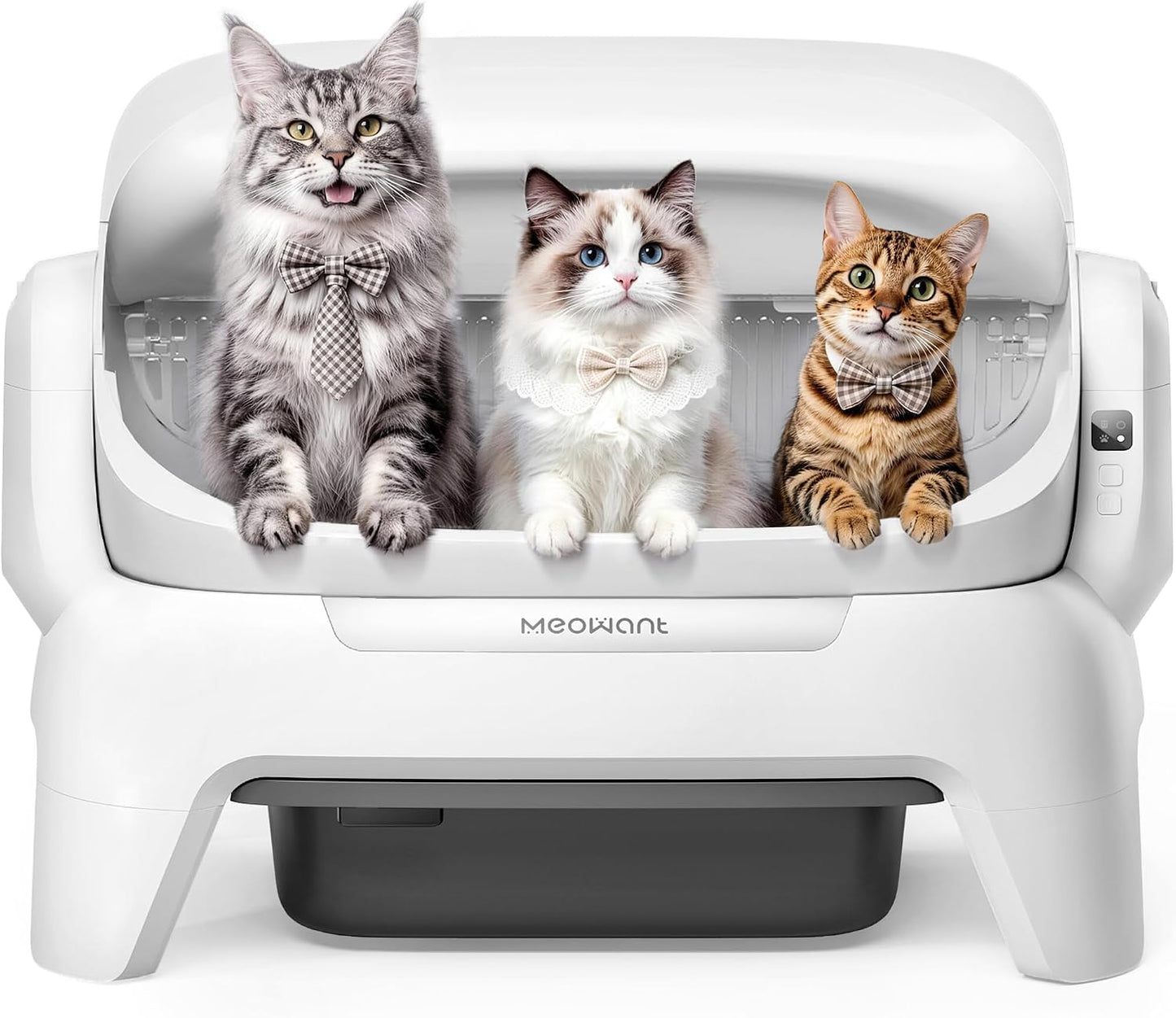 Meowant Extra Large Automatic Litter Box Infrared Scanning and Anti-Pinch Self Cleaning Litter Box for Multiple Cats, Open Top Design with APP Control, 12L Waste Bin, Odor Free, XXXL Space