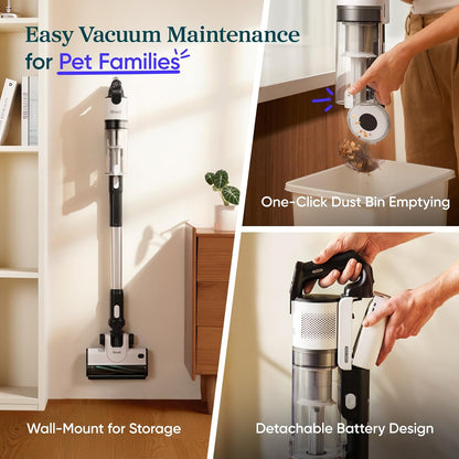Levoit Cordless Vacuum Cleaner, Anti-Tangle for Pet Hair, Up to 50 Minutes Powerful Suction, Lightweight, Rechargeable, Versatile for Carpets & Hard Floors, 180° Lay-Flat Design, LVAC-200