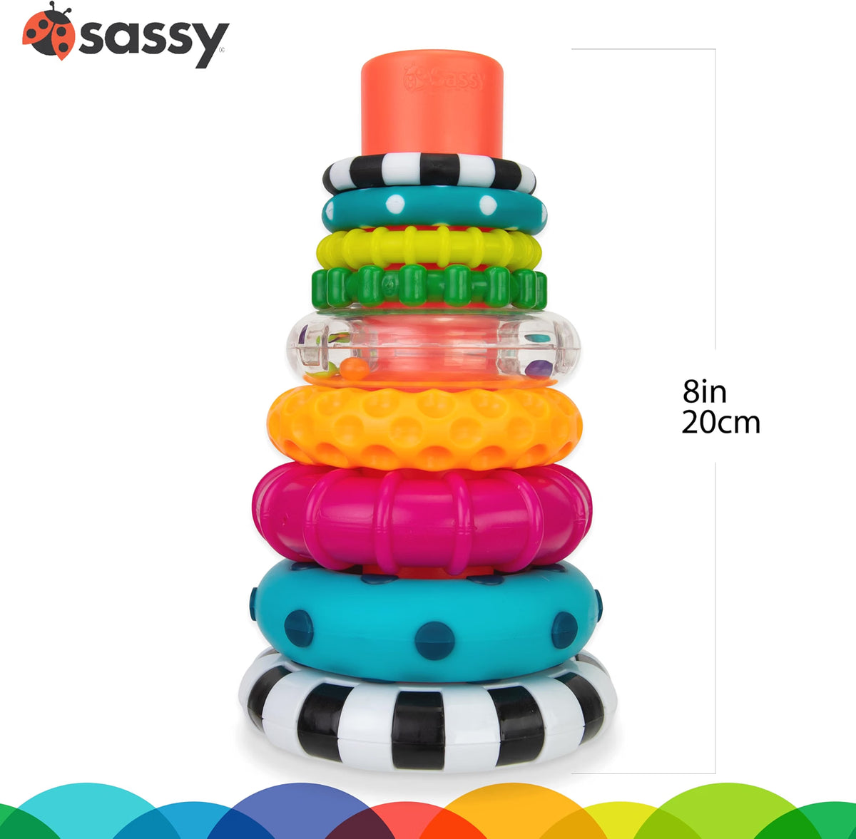 Sassy Stacks of Circles Stacking Ring STEM Toy, 9-Piece Set