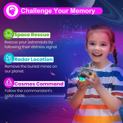 Xinbeiya Rechargeable Handheld Game Cube, 15 Brain & Memory Games with Score Display, Speed, Memory & Creativity Challenges, USB Rechargeable STEM Toy for Kids Ages 6–12+, Black