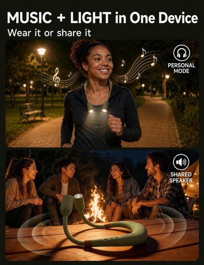 KooBinKoo MF-D10 Neck Speaker with LED Light | Bluetooth 5.3 Wearable Speaker & Hands-Free Reading Lamp, 20-Hour Audio & 48-Hour Light