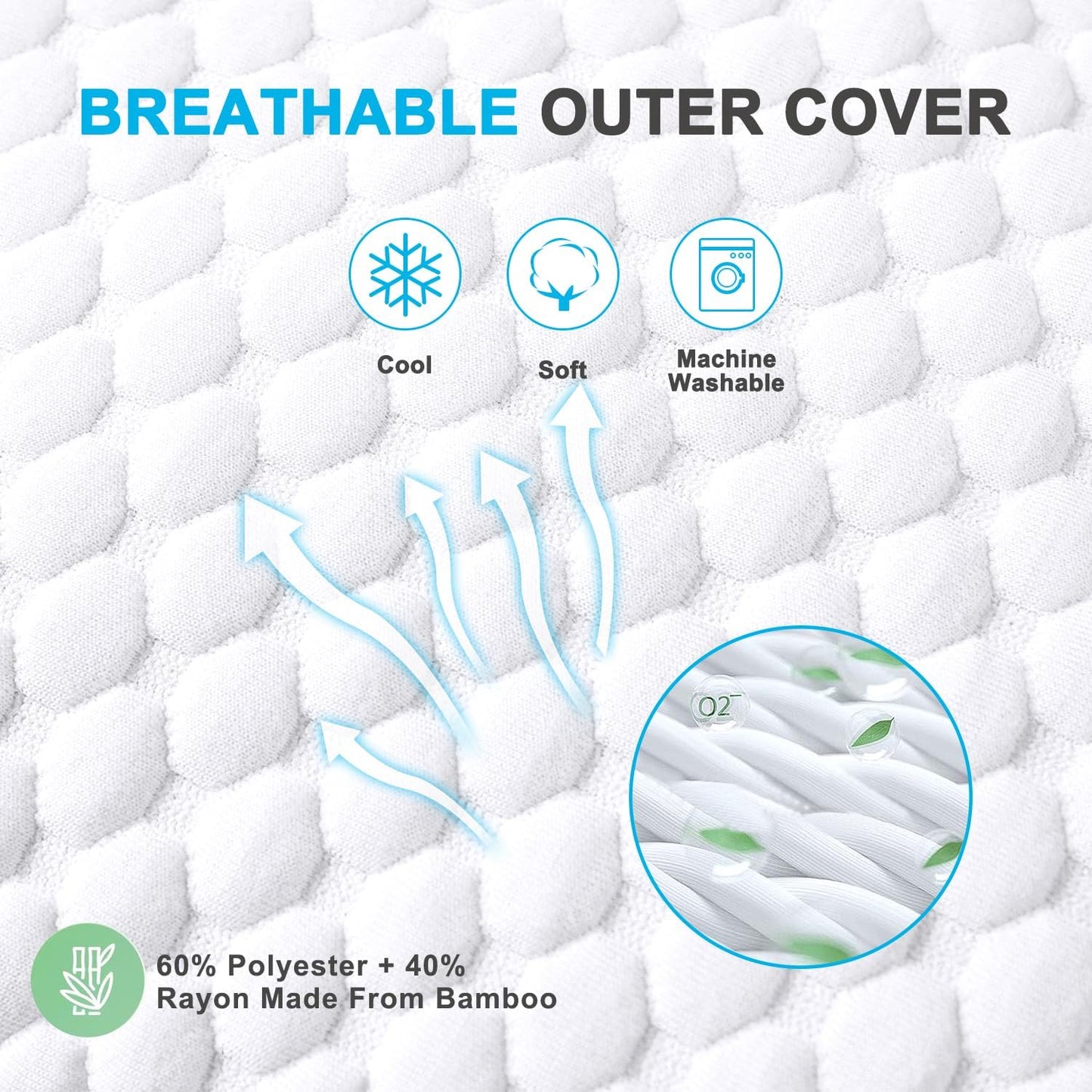 Cooling Shredded Memory Foam Bed Pillows, Queen Size, Set of 4, 20 x 30 in Adjustable Firm, Supportive, Breathable, Hypoallergenic, Odorless, Luxury, Cool Gel pillows for Side Back Stomach Sleepers