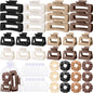 144 Pcs Hair Clips Scrunchies Set for Women, Neutral Square Matte Clips for Women Girls, Neutral Bulk Accessories for Thick Thin Hair, Birthday Goodie Stuffers Fall Winter Style