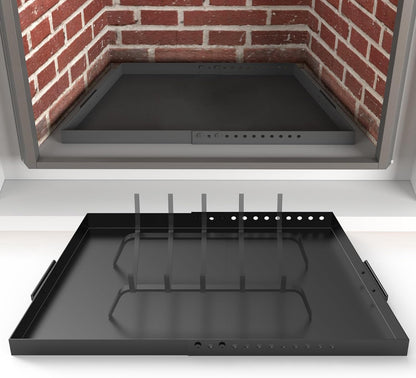 Air Jade Expandable Fireplace Tray, Galvanized Steel Fireplace Ash Tray with Handles for Collecting Ash, Adjustable Up to 31.5" Ember Holder Fireplace Ash Pan, Black, Trapeziform