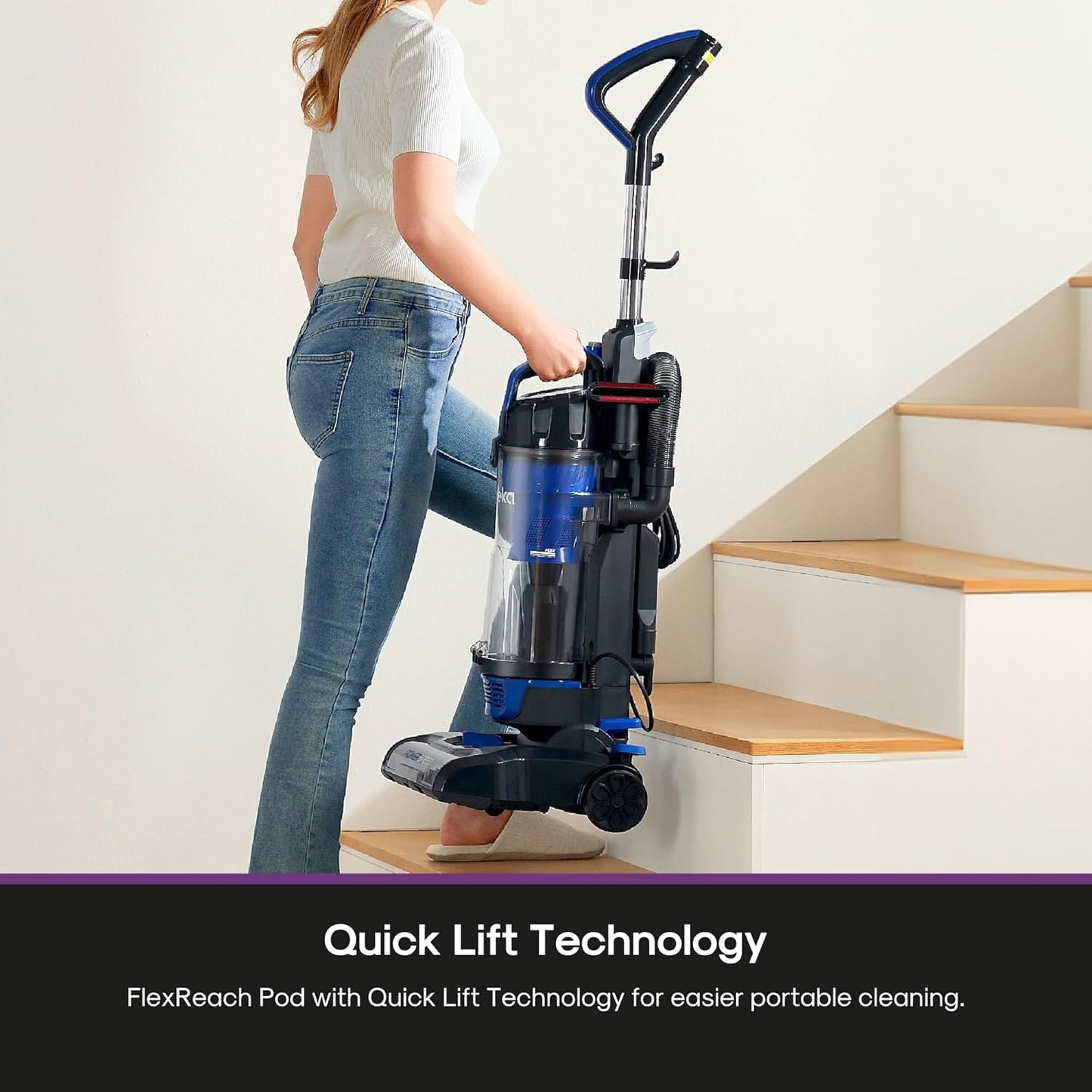 Eureka Lightweight Powerful Upright Vacuum Cleaner for Carpet and Hard Floor, PowerSpeed, New Model,Blue,black/New Model