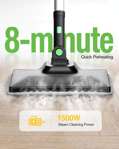 TaskStar Steam Cleaner, High Pressure Steamer for Floors, Grease and Grills 230°F Deep Cleaning, 1.6L Large Tank, 22-Piece Kit, for Carpets, Kitchen, Range Hoods, Tiles, Grout, Upholstery, Cars & More