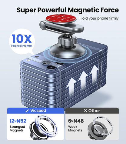 VICSEED Tesla Phone Mount【Strongest Magnet Power】Foldable Hidden Tesla Phone Holder Fit for All Phone, Tesla Model 3 Model Y for MagSafe Car Mount, Tesla Model 3 Accessories, Tesla Model Y Accessories