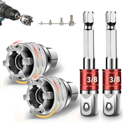 HyperionFlo Essentials 2-Piece Adjustable Universal Socket Wrench Tool Set, 10–19 mm Multi-Function Socket with 3/8-Inch Drive Adapter