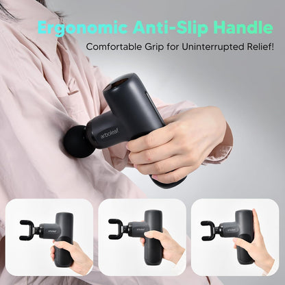 arboleaf Mini Massage Gun, 8mm Deep Tissue Percussion Massager, 5 Speeds, 4 Massage Heads, Rechargeable Portable Muscle Massager