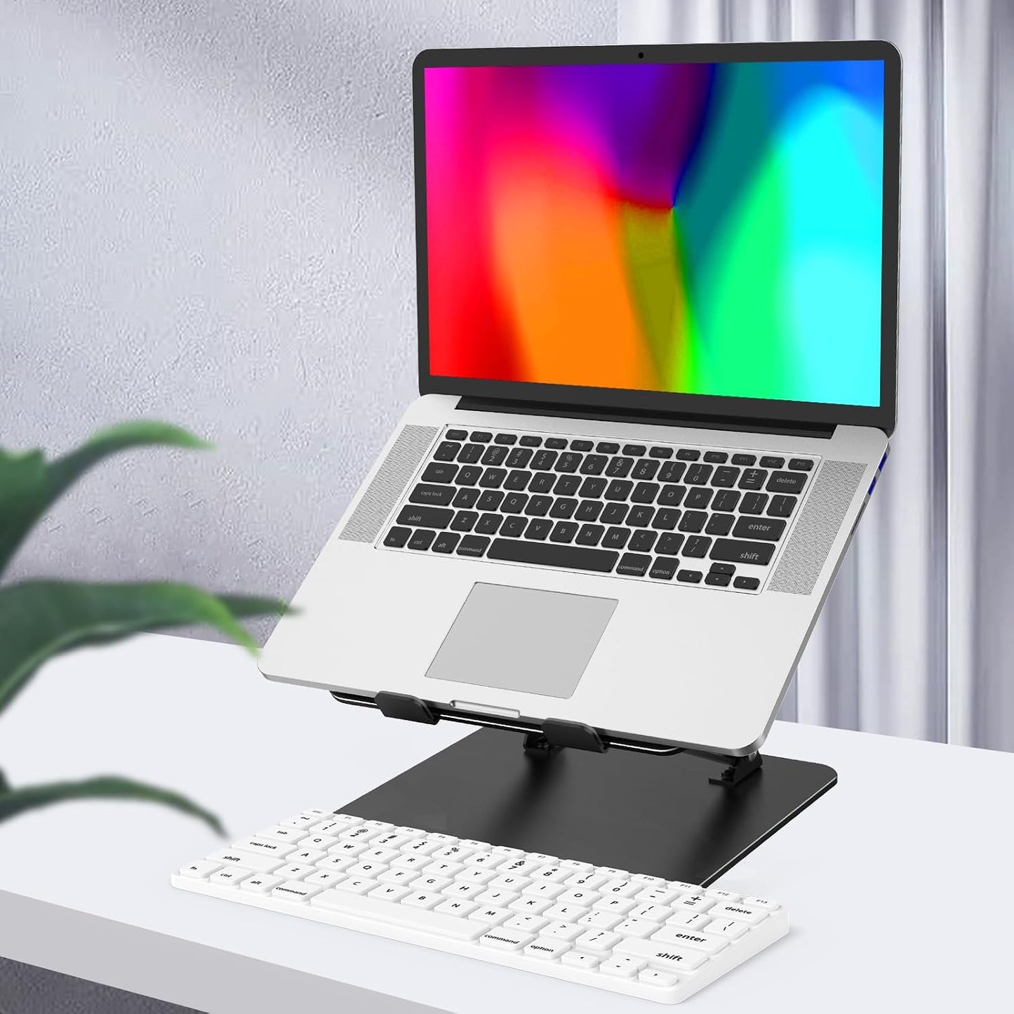 Gogoonike Adjustable Laptop Stand for Desk, Metal Laptop Riser Holder, Portable Foldable Desktop Book Stand, Ventilated Cooling Computer Notebook Stand for 10-15.6" Laptops & Tablets