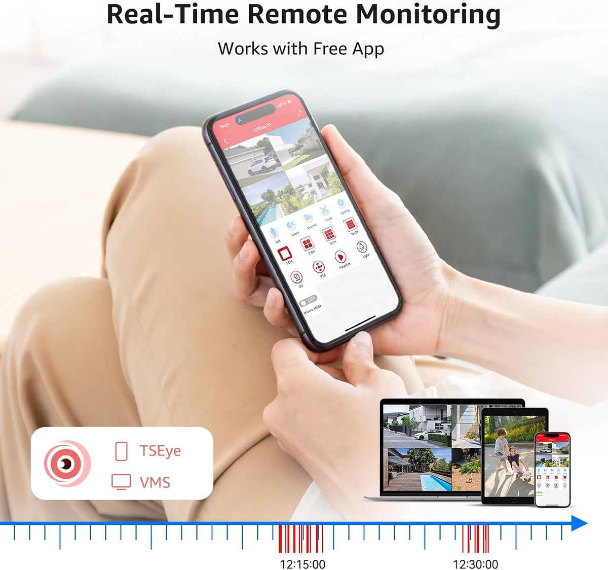 VORGUT 4-Channel Wired Security Camera System, 4X 1080P Outdoor CCTV Cameras, 500GB HDD, 24/7 Recording, Night Vision, Motion Detection, Weatherproof