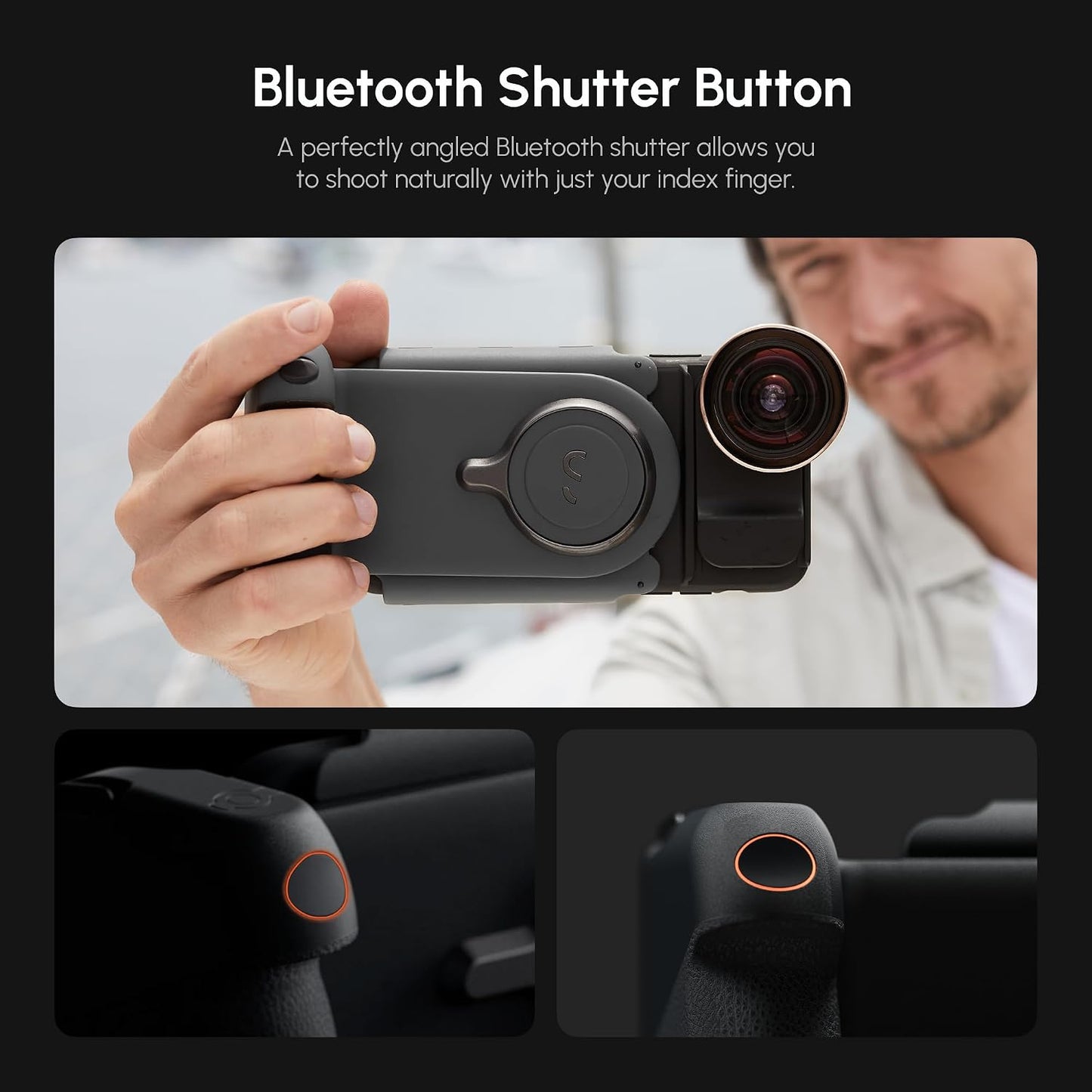 ShiftCam ProGrip Mobile Battery Grip for Smartphones, Qi Charging DSLR-Style Ergonomic Grip, Wireless Shutter, 15W Qi Charging, Rotating Phone Mount, Cold Shoe & 1/4" Tripod Mount