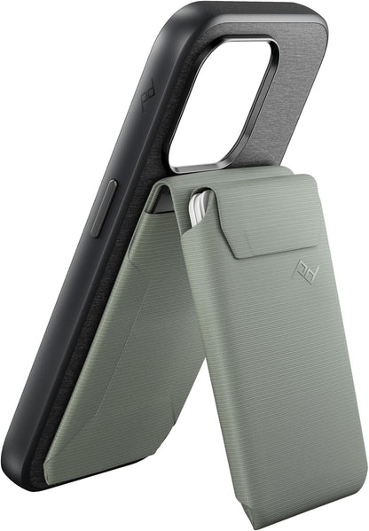 Peak Design Mobile Stand Wallet, Sage, Slim Profile, On-Demand Stand, Weatherproof Nylon Fabric, Connects to Mobile Cases, MagSafe Compatible, for iPhone, Samsung and Google Phones