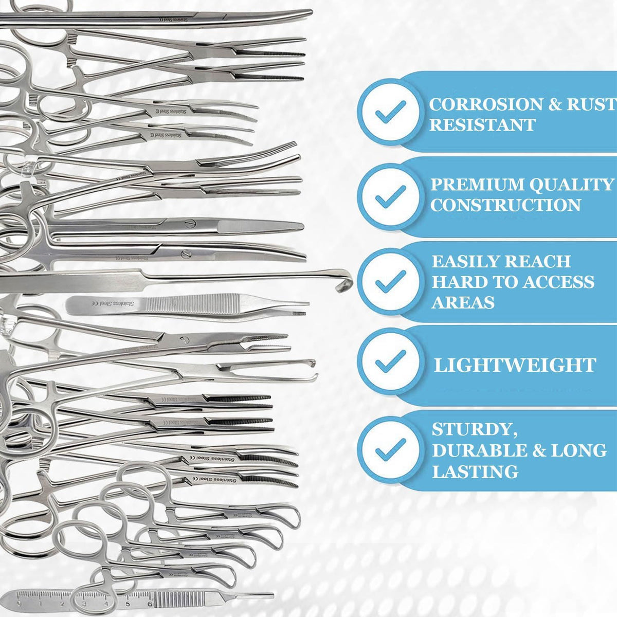 A2Z Stainless Steel 22 Pcs Veterinary Instruments Set Includes Kelly Forceps Mosquito Hemostats Carmalt Rochester Backhaus Towel Clamps Mayo Metzenbaum Scissors Multipurpose Spay Pack Kit-All in ONE