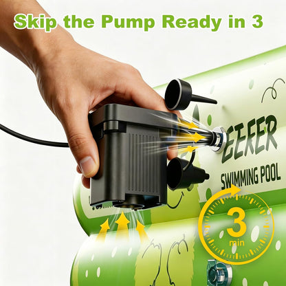 Kiddie Pool with Canopy 71" x 51" x 22", Inflatable Baby Pool with Detachable Sunshade, Portable Blow-Up Swimming Pool for Toddlers and Kids, Backyard Outdoor Water Play Pool, Green Monster