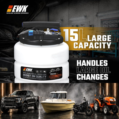 EWK 15L Pneumatic/Manual Oil Extractor Pump, EB0244 Fluid Evacuator for Engine Oil, ATF, Coolant & Power Steering Fluid, 40–170 PSI
