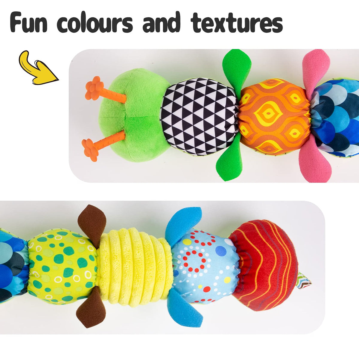 Sumobaby 3-in-1 Musical Caterpillar Plush Toy with Teether, Green