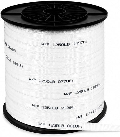 Woanger 1250 lb Pull Tape, 1/2 Inch x 3000 ft Polyester Pull Tape Heavy Duty Flat Rope, Printed Footage Markings, Cable Wire Pulling Webbing, for Electrical, Industrial and Construction Use