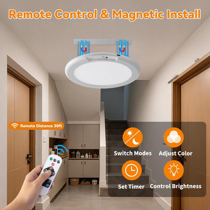 KYEKIO 2Pack Rechargeable LED Ceiling Light/Shower Light with Remote