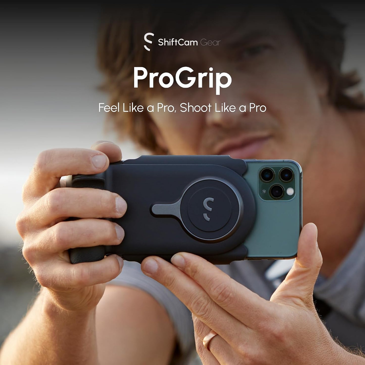 ShiftCam ProGrip Mobile Battery Grip for Smartphones, Qi Charging DSLR-Style Ergonomic Grip, Wireless Shutter, 15W Qi Charging, Rotating Phone Mount, Cold Shoe & 1/4" Tripod Mount