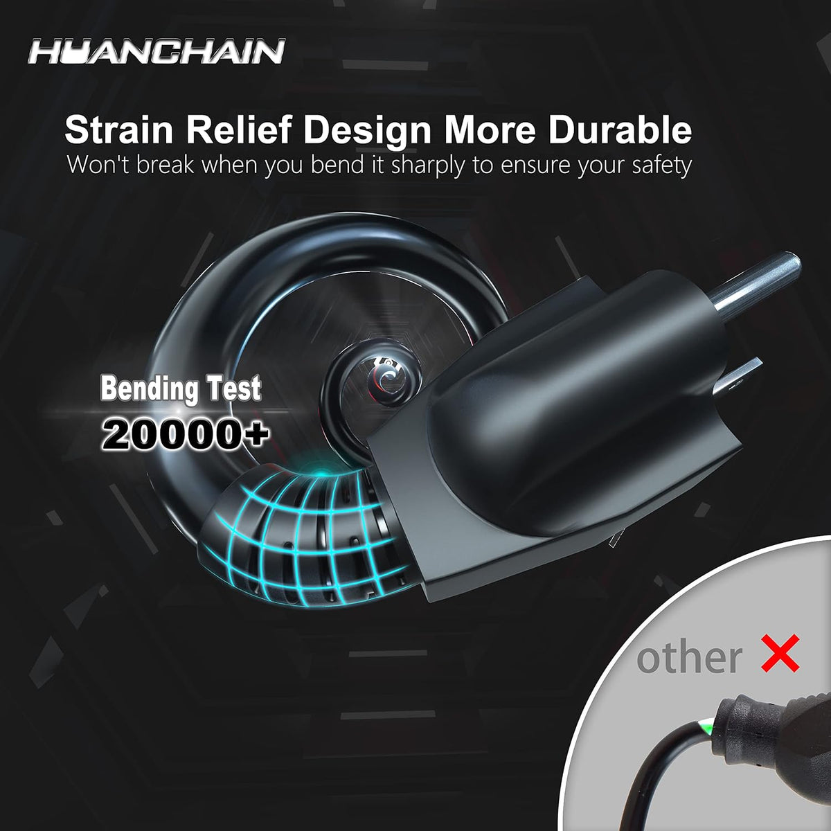 HUANCHAIN Black Extension Cord 150 FT, 16 Gauge, Outdoor Electric Cable