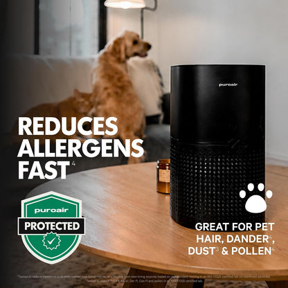 PuroAir 240 HEPA Air Purifiers for Home Pets Bedroom - Filter 1,000 Ft² 3-Layer Air Filter with CarbonTech for Smoke, Odor, Allergies is 500X Stronger - Auto Air Quality Sensor, Quiet Sleep Mode