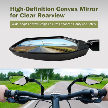 TXZSXS Adjustable Handlebar Bike Mirrors, Left & Right Bicycle Mirror Set, HD Shatterproof Convex Glass, 360° Rotatable Universal Rearview Mirrors for MTB, E-Bikes & Scooters, Black