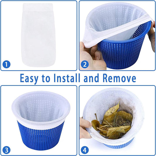 WISHDIAM 40-Pack Pool Skimmer Socks, Fine Mesh Filter Basket Socks for In-Ground & Above-Ground Pools, Hot Tub Filter Socks for Catching Leaves, Hair & Debris