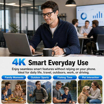 Plunthorn AI Smart Glasses | 4K Camera, Real-Time Translation, AI Assistant, Bluetooth & Open-Ear Speakers