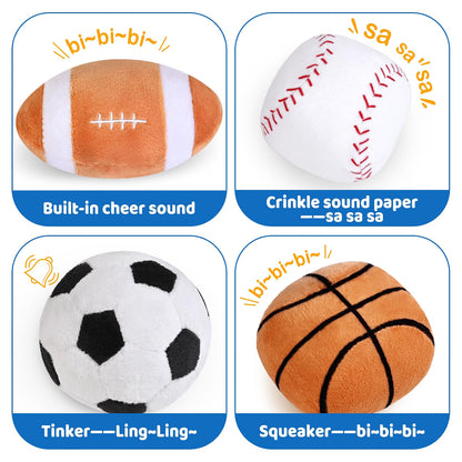 KIZZYEA My First Sports Bag Plush Sensory Ball Set, 0-12 Months
