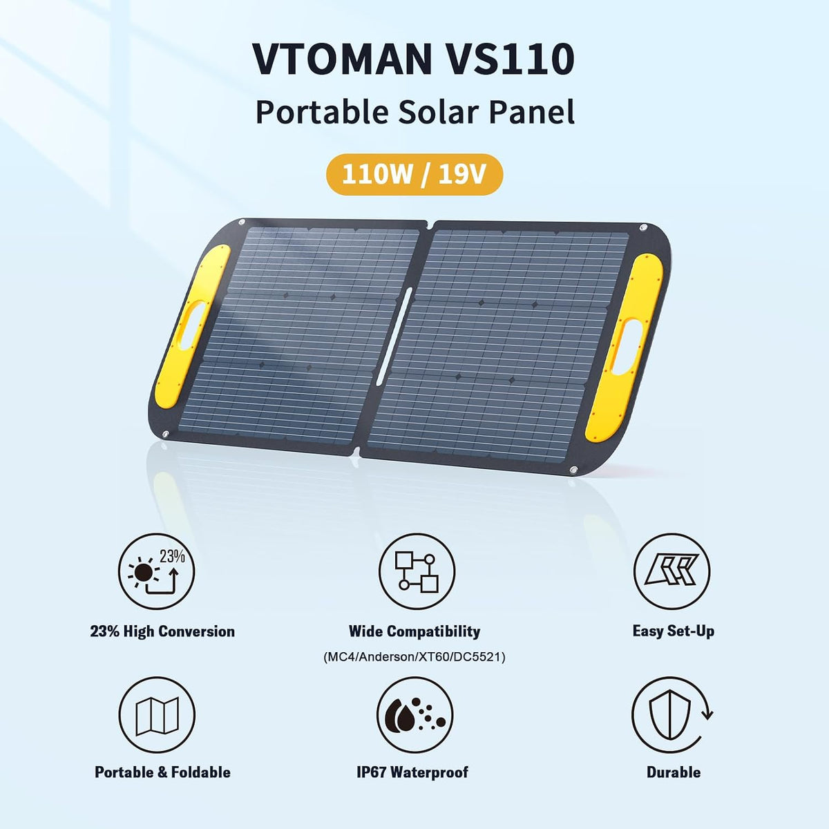 VTOMAN Jump 600X 600W Portable Power Station with 110W Foldable Solar Panel 170W Fast Recharge, 268.8Wh LiFePO4 Battery, 100W USB-C Output, 1200W Surge Solar Generator Kit for Camping, RV, Home Backup